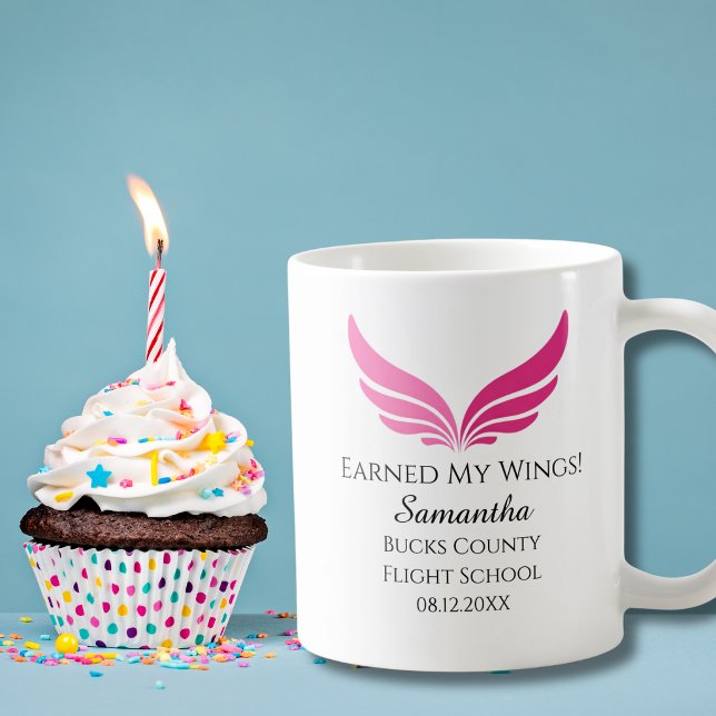 Flugschüler Pilot Rosa Flügel Abschluss Luftfahrt Kaffeetasse (Von Creator hochgeladen)