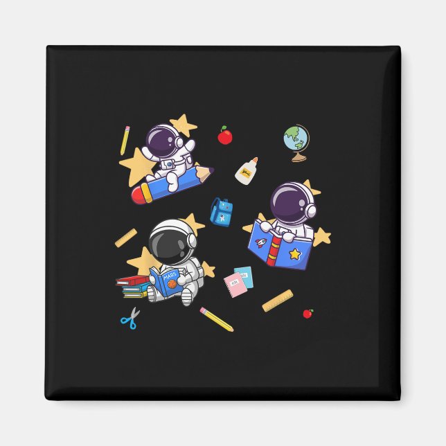 Flugstart zum Lernen Zurück zur Schule Astronaut  Magnet (Vorne)