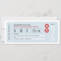 Flugticket Bordkarte Kindergeburtstagsfeier