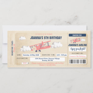 Flugticket Geburtstagseinladung für ein Mädchen