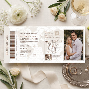 Flugticket-Hochzeit Save The Date-Einladung