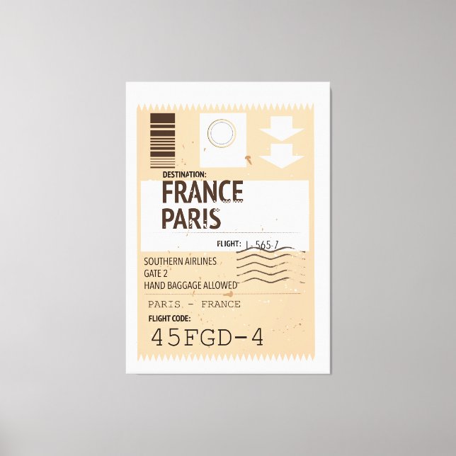 Flugticket Paris france Leinwanddruck (Vorderseite)