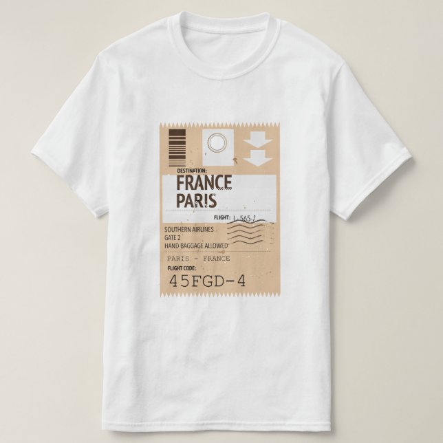 Flugticket Paris france T-Shirt (Design vorne)