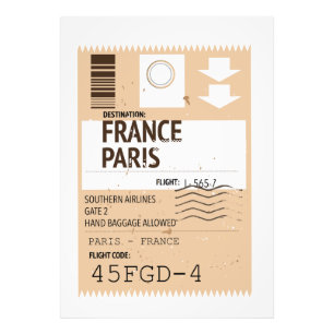 Flugticket Paris Frankreich Fotodruck