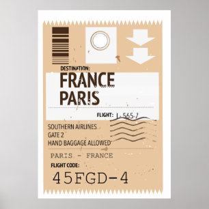 Flugticket Paris Frankreich Poster