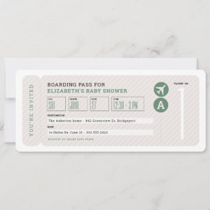 Flugticket Thema neutrale Babydusche Einladung
