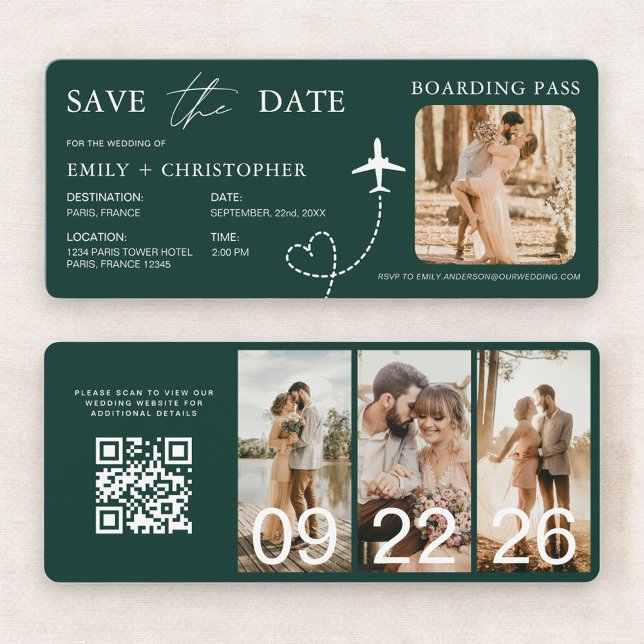 Flugticket Ziel Save the Date QR Code  (Von Creator hochgeladen)