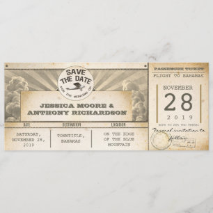 Flugtickets zum Datum speichern - Vintage-Einladun Save The Date