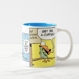 Flugverkehr-Kontrollen-Cartoon-Kaffee-Tasse Zweifarbige Tasse