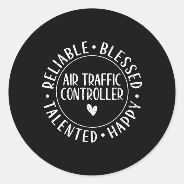 Flugverkehrsleiter Runder Aufkleber (Vorderseite)