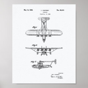 Flugzeug 1935 Patentkunst Weißbuch Poster
