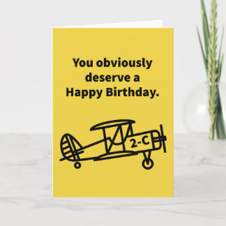 Flugzeug 2-C glücklich Geburtstag Karte