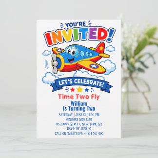 Flugzeug 2. Geburtstag Junge | Flugzeug Party Einladung