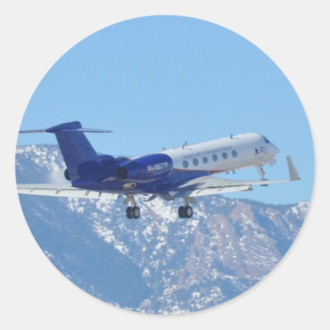 Flugzeug ab Flughafen Runder Aufkleber (Vorderseite)