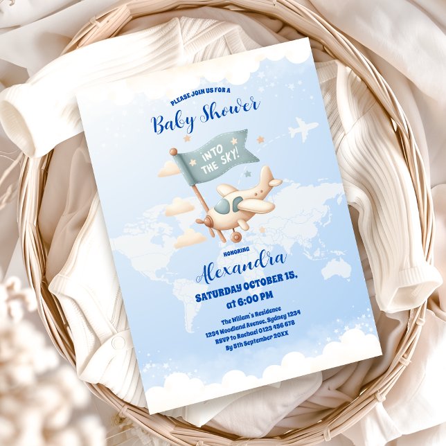 Flugzeug Adventure erwartet Baby Shower Einladung (Von Creator hochgeladen)
