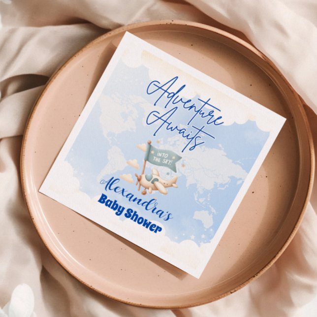 Flugzeug Adventure erwartet Baby Shower Serviette (Von Creator hochgeladen)