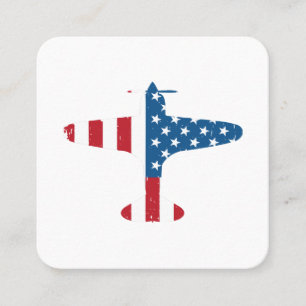 Flugzeug Aircraft USA Flag Veteran Pilot Geschenk Quadratische Visitenkarte