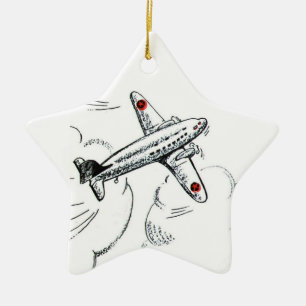 Flugzeug Alte Zeichnung der Luftfahrt Keramikornament
