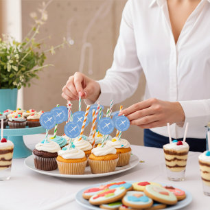 Flugzeug am Personalisierten Geburtstag von Sky Bl Runder Aufkleber
