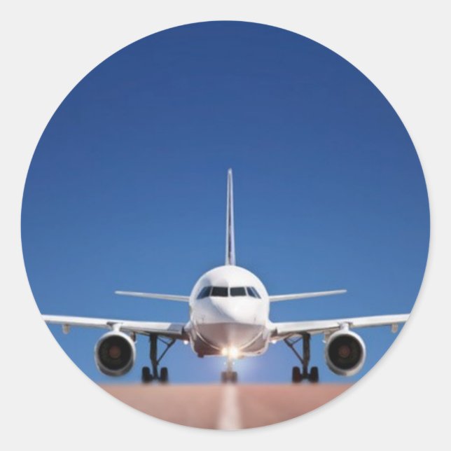 FLUGZEUG AUF DER STRASSENBAHN RUNDER AUFKLEBER (Vorderseite)