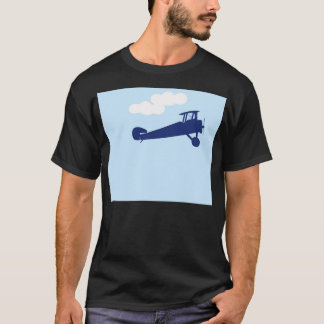Flugzeug auf schlichtem blauem Pastellhintergrund T-Shirt