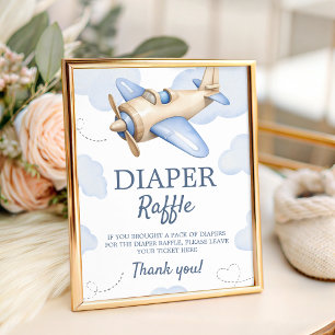 Flugzeug-Aviator-Windel-Raffle-Schild 8x10 Sockelschild