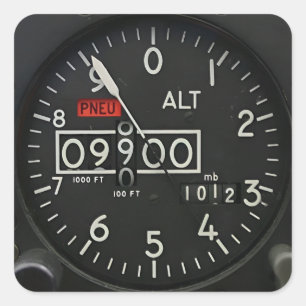 Flugzeug Avionik Höhenmesser Quadratischer Aufkleber