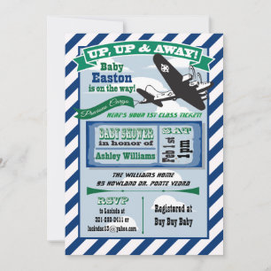 Flugzeug Baby Dusche Einladung Ticket CUSTOM
