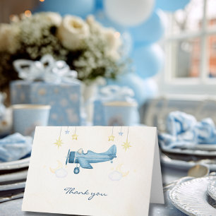 Flugzeug-Baby-Party Whimsical Begrüßung Baby Junge Dankeskarte