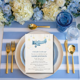 Flugzeug-Baby-Party Whimsical Begrüßung Baby Junge Einladung