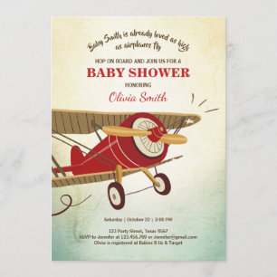 Flugzeug-Baby-Shower-Einladung Reiseabenteuer Einladung