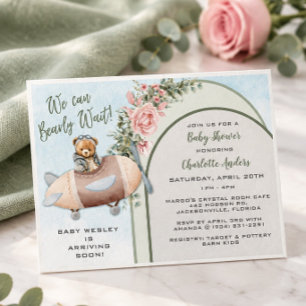 Flugzeug-Bär-Pilot-Baby-Shower-Einladung Einladung