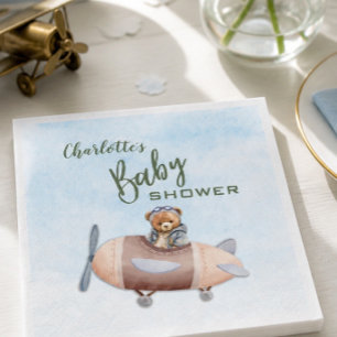 Flugzeug-Bär-Pilot-Baby-Shower-Papier-Serviette Serviette