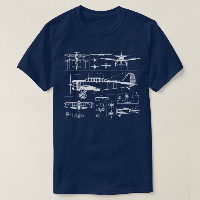 Flugzeug-Bauplan T-Shirt (Design vorne)