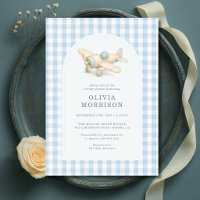 Flugzeug Blau Gingham Jungen Baby-Party