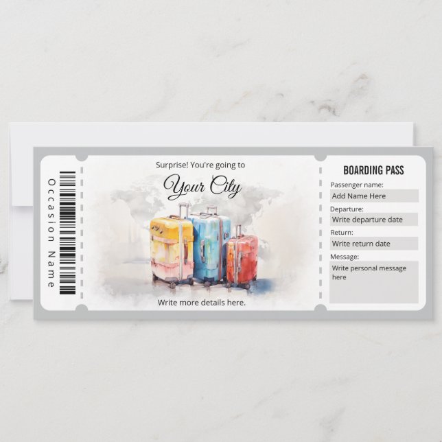 Flugzeug Boarding Ticket Einladung (Vorderseite)