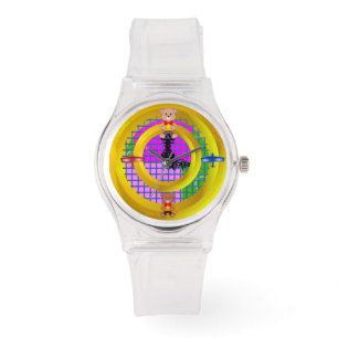 Flugzeug Bowtie auf modernen rosa Blöcken Armbanduhr