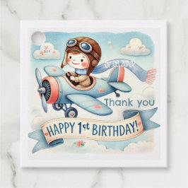 Flugzeug Boy 1. Geburtstag Party Geschenkanhänger