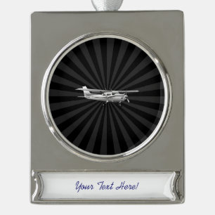 Flugzeug-Cessna-Silhouette-fliegende Banner-Ornament Silber
