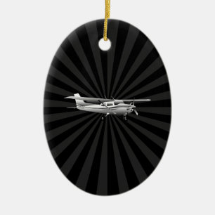 Flugzeug Cessna Silhouette Fliegende Sonne Dekor Keramik Ornament