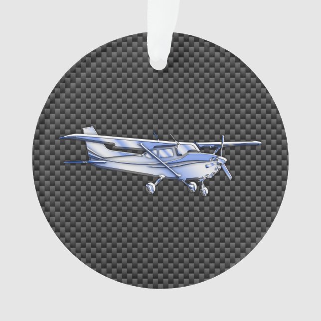 Flugzeug Chrome wie Cessna Black Carbon Fibre Ornament (Vorderseite)