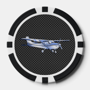 Flugzeug Chrome wie Cessna Black Carbon Fibre Pokerchips
