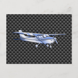 Flugzeug Chrome wie Cessna Black Carbon Fibre Postkarte