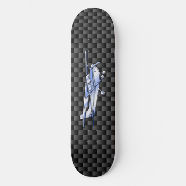 Flugzeug Chrome wie Cessna Black Carbon Fibre Skateboard (Vorderseite)