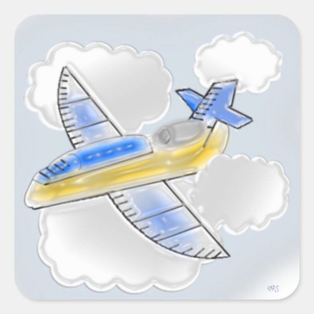 Flugzeug Clouds Childrens Quadratischer Aufkleber (Vorderseite)