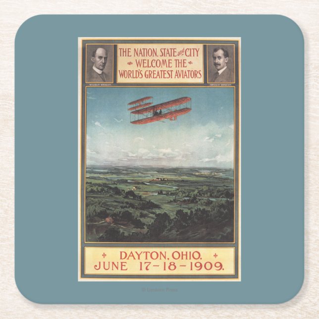 Flugzeug der Gebrüder Wright Rechteckiger Pappuntersetzer (Vorderseite)
