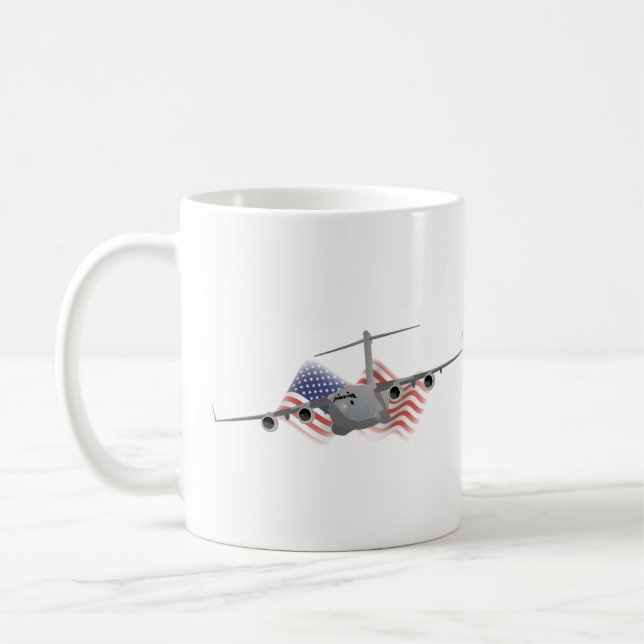 Flugzeug der Luftwaffe C-17 Kaffeetasse (Links)