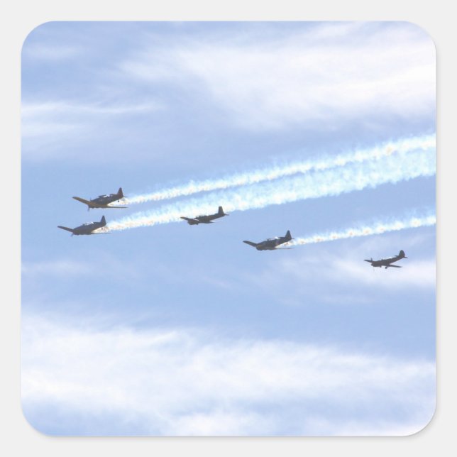 Flugzeug des Krieges Quadratischer Aufkleber (Vorderseite)