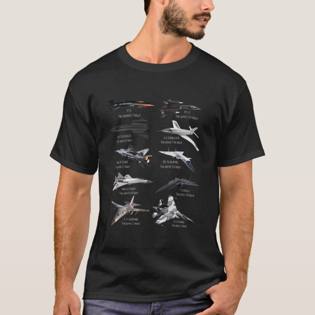 Flugzeug des Militärflugzeugs mit dem schnellsten  T-Shirt (Vorderseite)