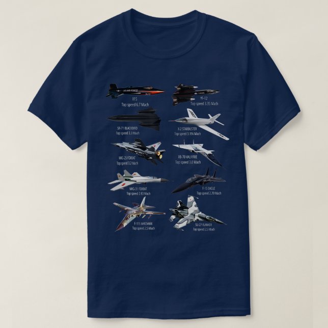 Flugzeug des Militärflugzeugs mit dem schnellsten  T-Shirt (Design vorne)
